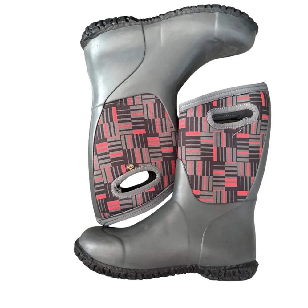 Bogs Sz 5 Gray Red York phaser youth Kids boots pull on winter Boots waterproof